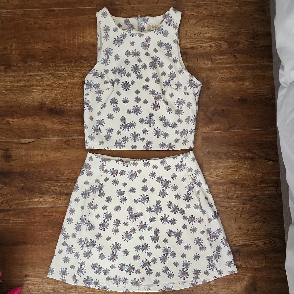 Floral Crop Top and Skirt Set